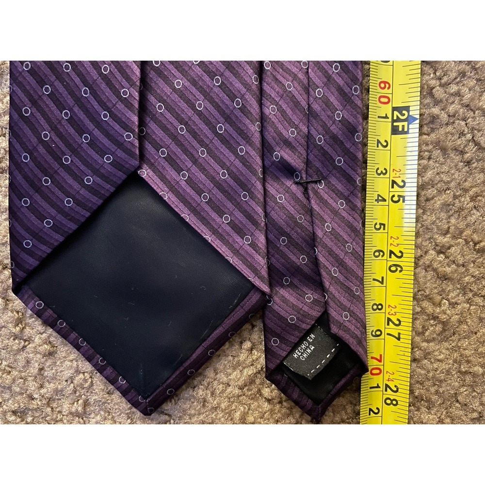 Via Europa Neckwear Tie Purple Black Diagonal Striped AOP 100% Silk JBHS - Picture 4 of 5